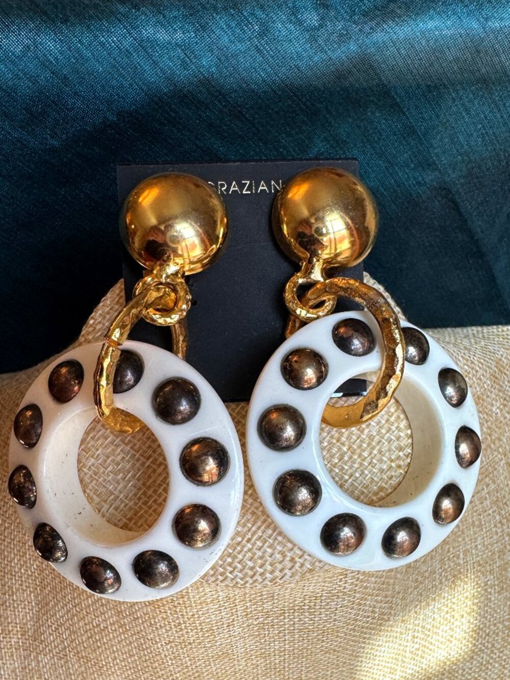NWT RJ Graziano White Gold Statement Clip-On Hoop Earrings